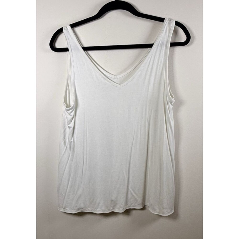 Old Navy Womens White Solid V-Neck Luxe Tank Top - L